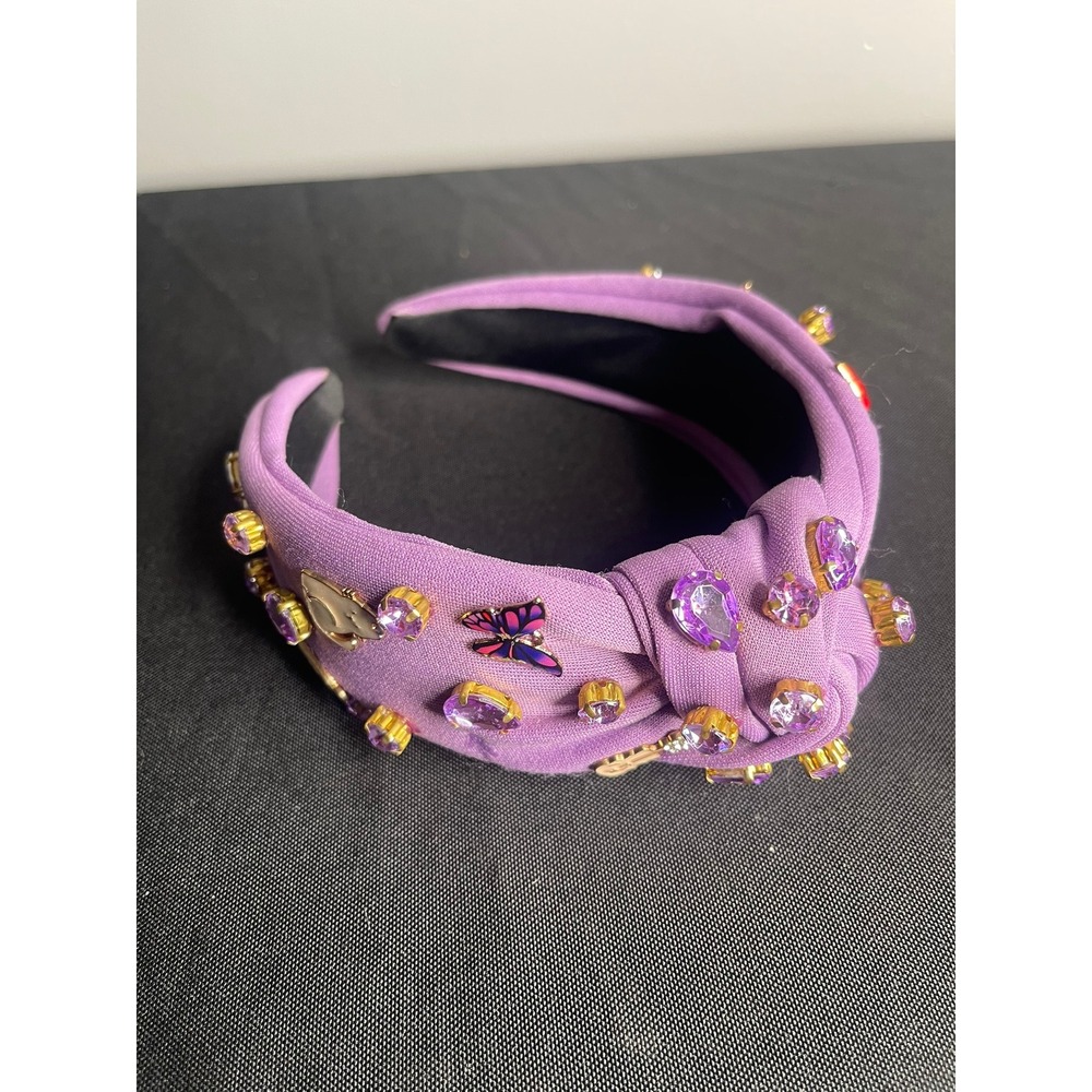 Purple Knotted Embellished Headband Charms Crystals Butterfly Boot Whimsical